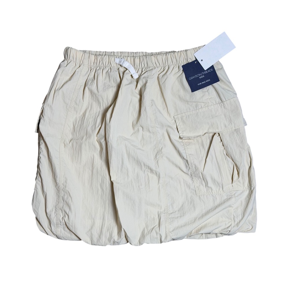 Grayson Threads Girls L 10 12 Cream Bubble Skirt Cargo Utility Pockets NWT